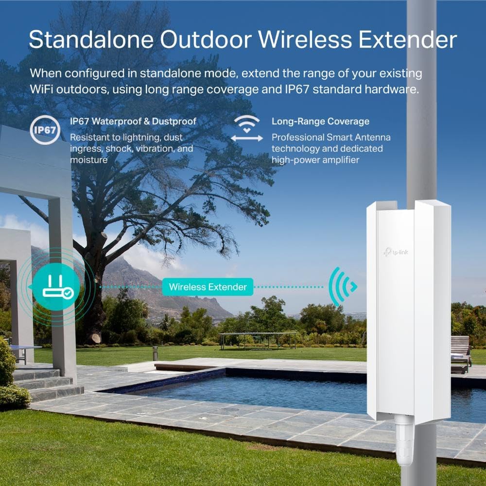 TP-Link Omada Long Range Outdoor Access Point,WiFi Extender Outdoor Universal Compatible,WiFi 6 AX1800 Dual Band-IP68 Weatherproof-Seamless Roaming-| Omada Remote Managed(EAP610-Outdoor),(Pack of 10)
