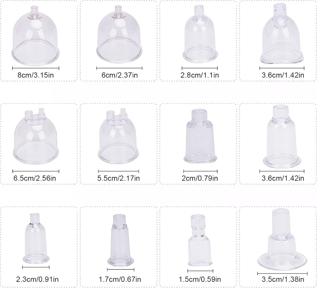 Vacuum Therapy Cupping Machine with 30 Cups and 3 Metal Gua Sha Handles for Salon SPA, Body, Back, Face Massage Care
