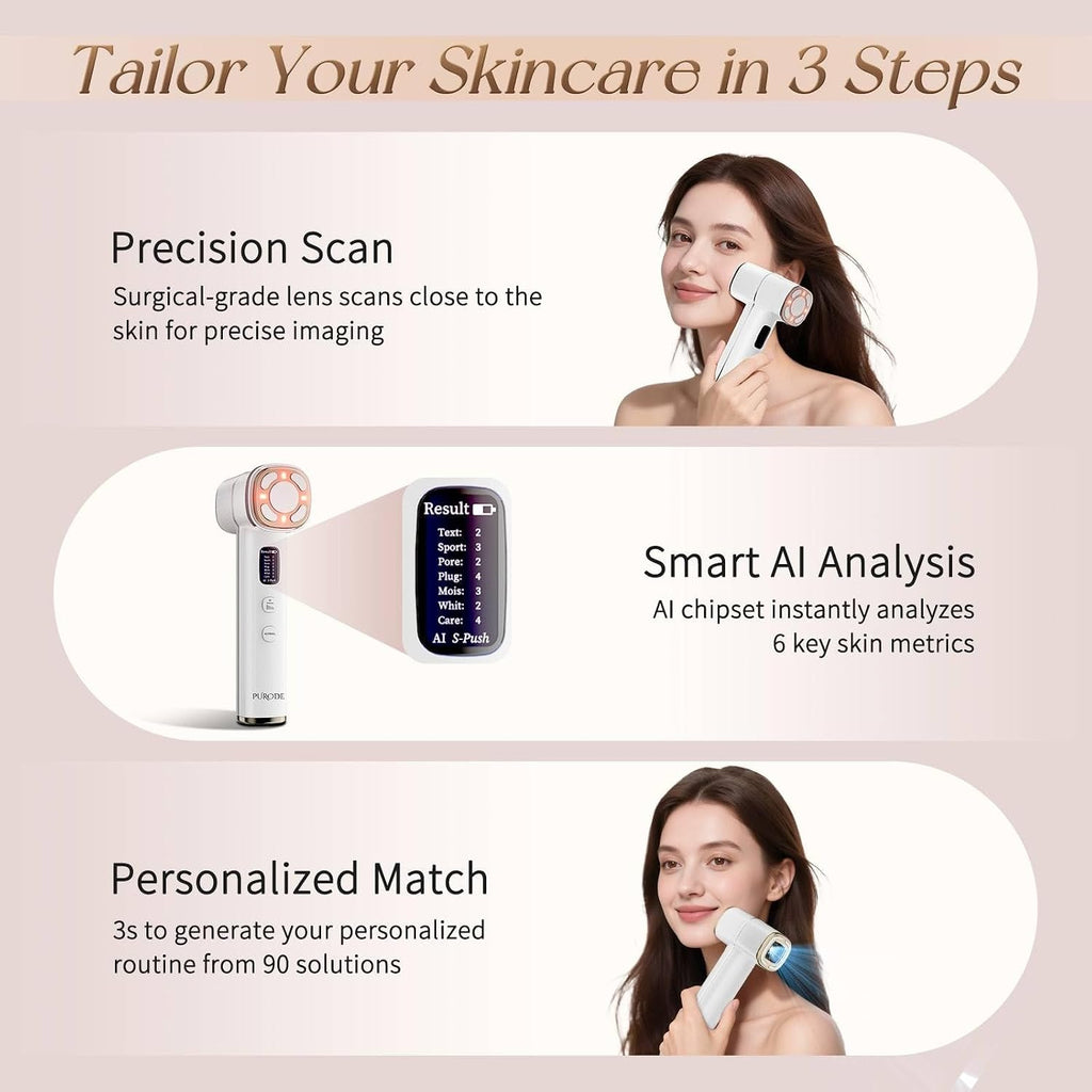 Microcurrent Facial Device with Red Light Therapy for Anti-Wrinkle, Firming, Lifting, Enhanced Absorption, AI-Powered Customized Facial Massager with HD Skin Analysis Camera