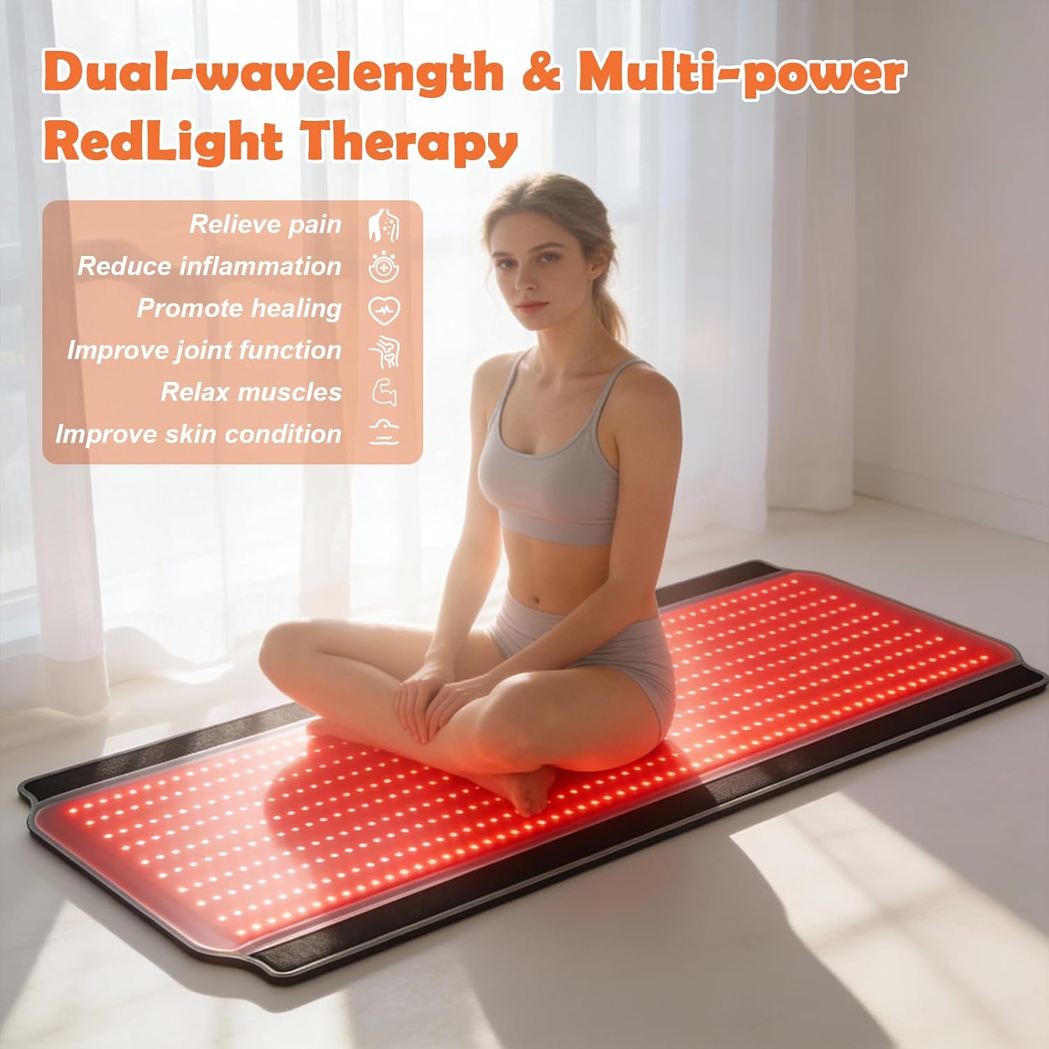 Full Body Red Light Therapy Mat, 59.1'*25.6' Whole Red Light Therapy Pad for Body with 660nm & 850nm, 600 LEDs redlight Blanket with Adjustable Timer & Intensity, Gifts for Women, Men, and Pets