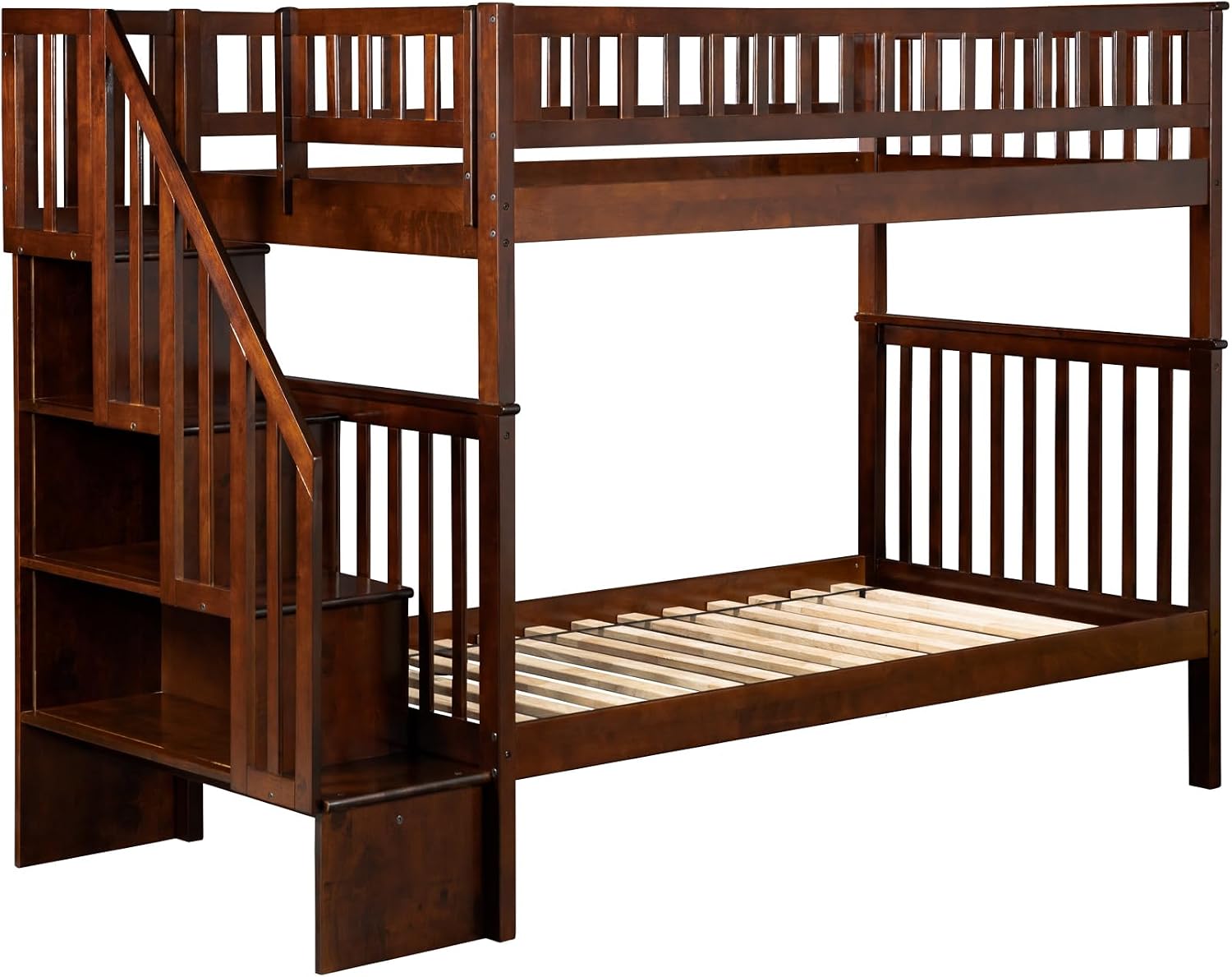 AFI, Woodland Staircase Bunk Bed Twin Over Twin, Walnut