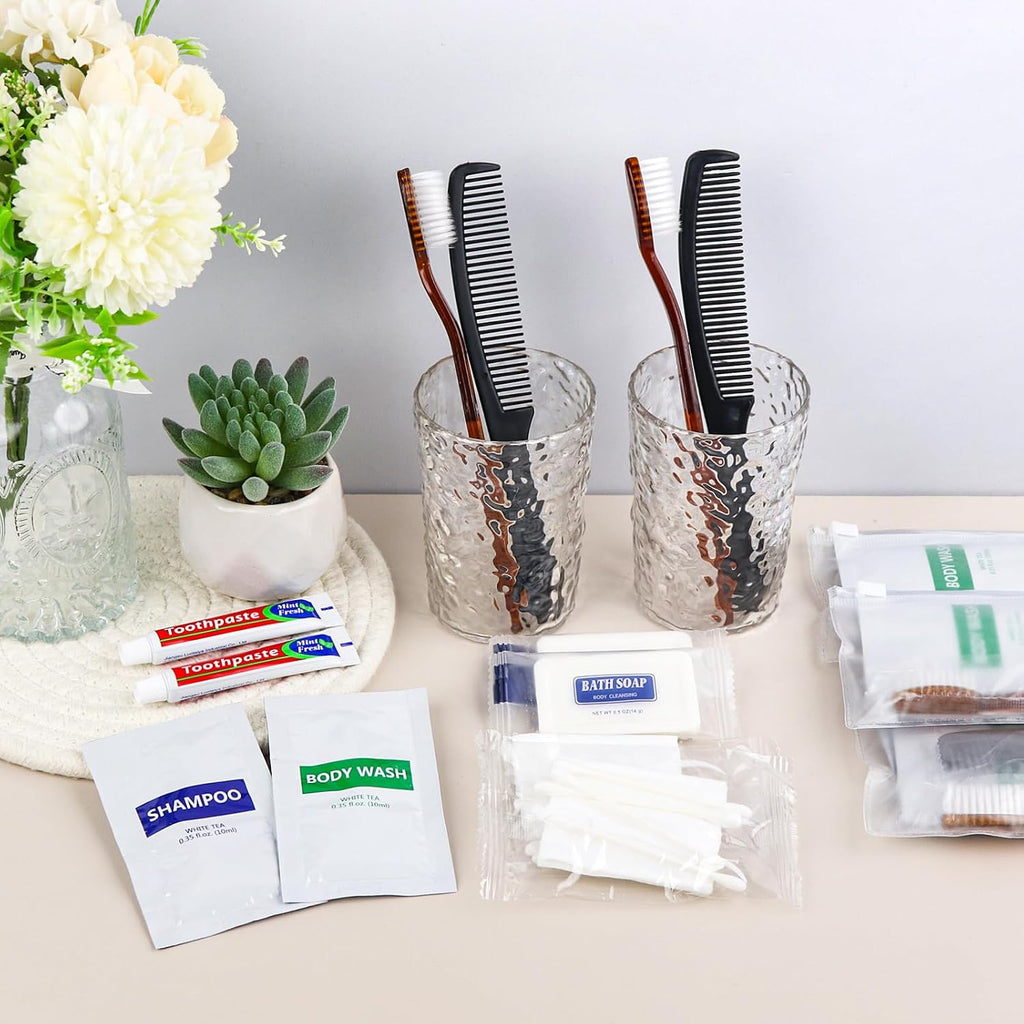 100 Sets Toiletry Kits Homeless Personal Hygiene Kit Bulk Homeless Care Package Supplies Travel Toiletry Kit Bulk for Men Women Charity Disposable Toiletry Kit(8-IN-1)