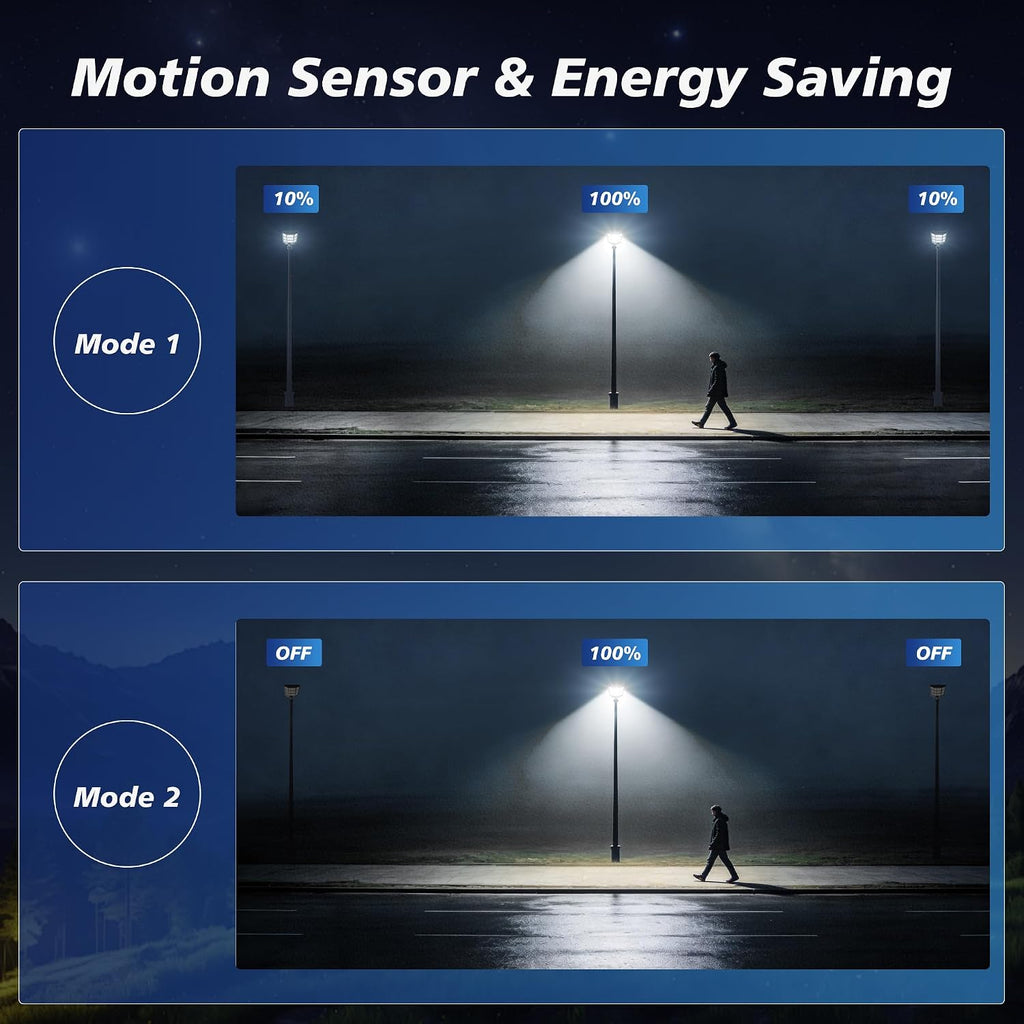 WYWNA 15000W Solar Street Light - 7000K Solar Street Lights Outdoor Dusk to Dawn, Solar Lights Outdoor with Motion Sensor, Wide Angle IP66 Waterproof with Remote Control