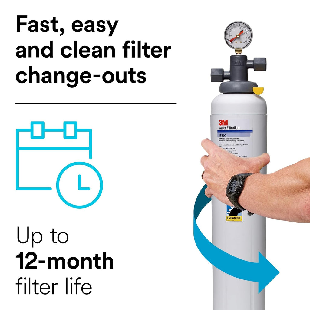 3M Water Filtration Products Replacement Cartridge for Commercial Ice Maker Machines HF90-S for High Flow Series ICE190-S, Reduces Cysts, Sediment, Chlorine Taste and Odor
