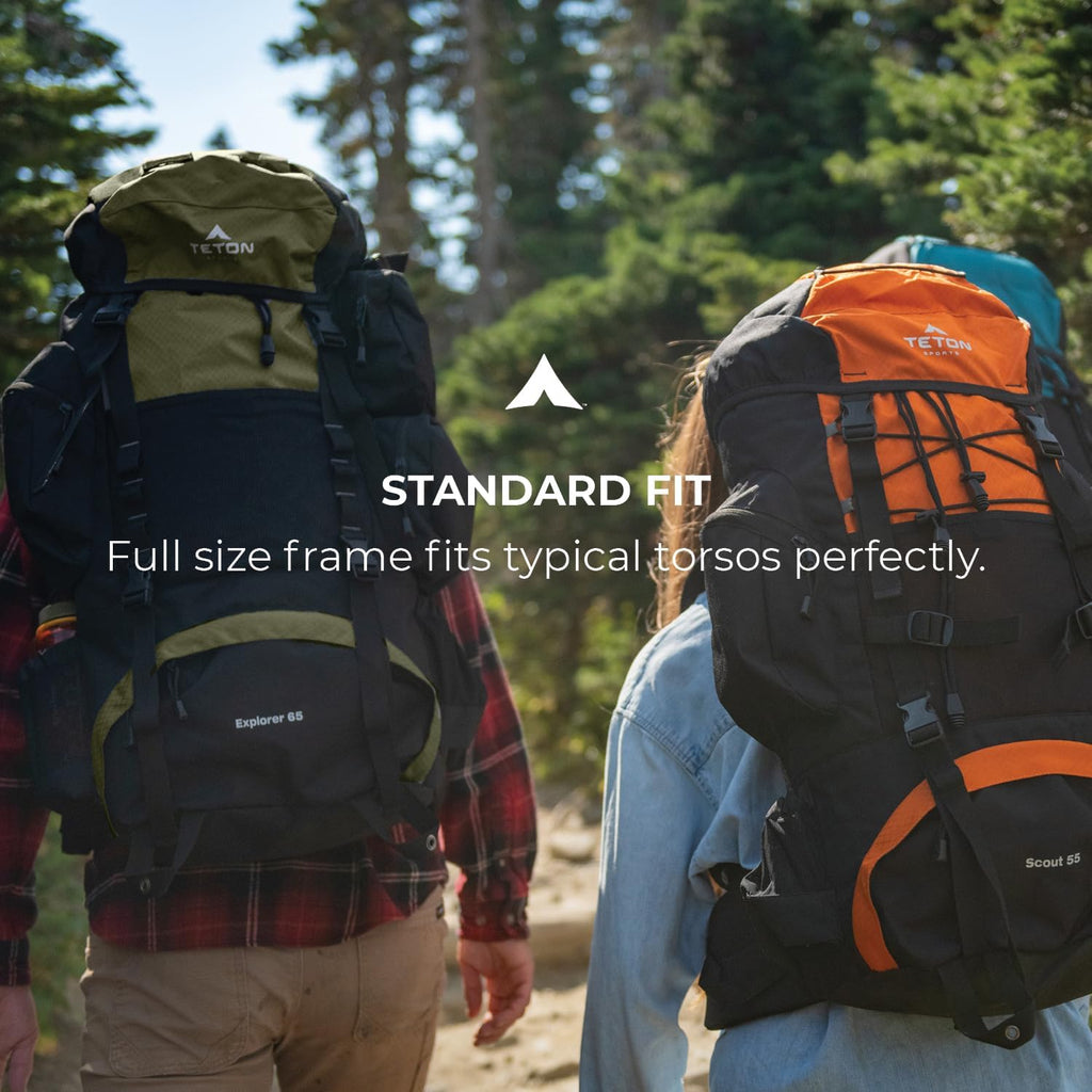 Teton 75L Explorer Internal Frame Backpack for Hiking, Camping, Backpacking, Rain Cover Included, Olive