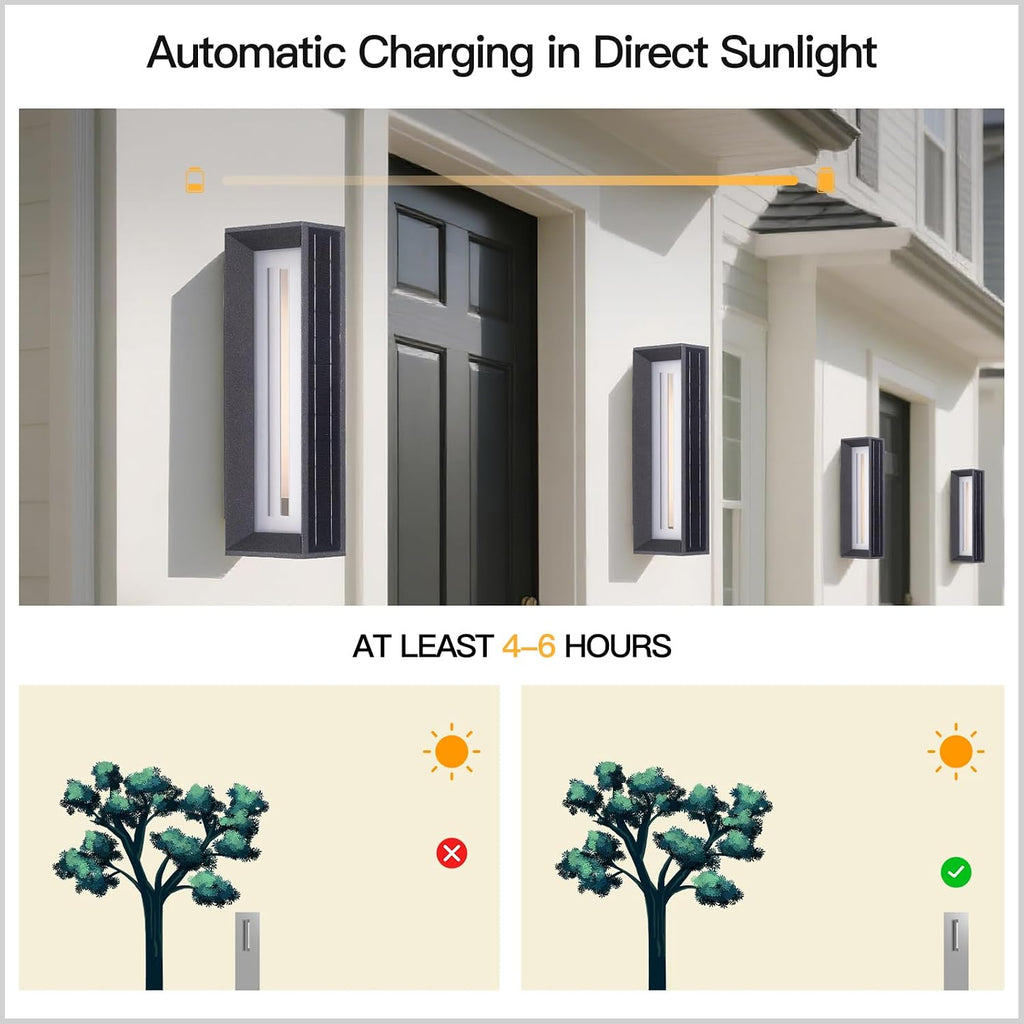 MVBT 20.5' Solar Wall Lights Outdoor Waterproof, 1 Pack Solar Wall Sconces Lights Outdoor, 3000K LED Modern Porch Light, Front Door Light Fixture Dusk to Dawn, Large Exterior Garage Light for House
