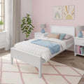 Max & Lily Twin Bed Frame with Panel Headboard, Solid Wood, White