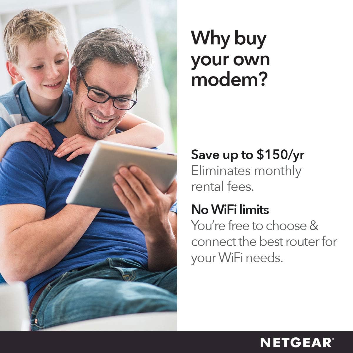 NETGEAR Cable Modem DOCSIS 3.1 (CM1000) Gigabit Modem, Compatible with All Major Cable Providers Including Xfinity, Spectrum, Cox, for Cable Plans Up to 1 Gbps