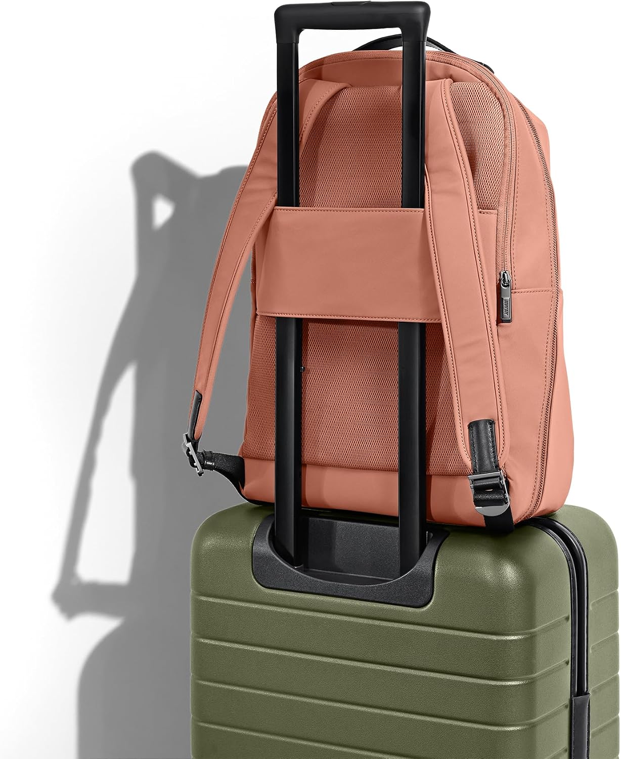 Away The Everywhere Zip Backpack - Personal Item Airline Approved Backpack with 16' Padded Laptop Sleeve, Water Bottle Pocket, Interior and Exterior Pockets - Fits Up to 16-Inch Laptops - Clay Pink