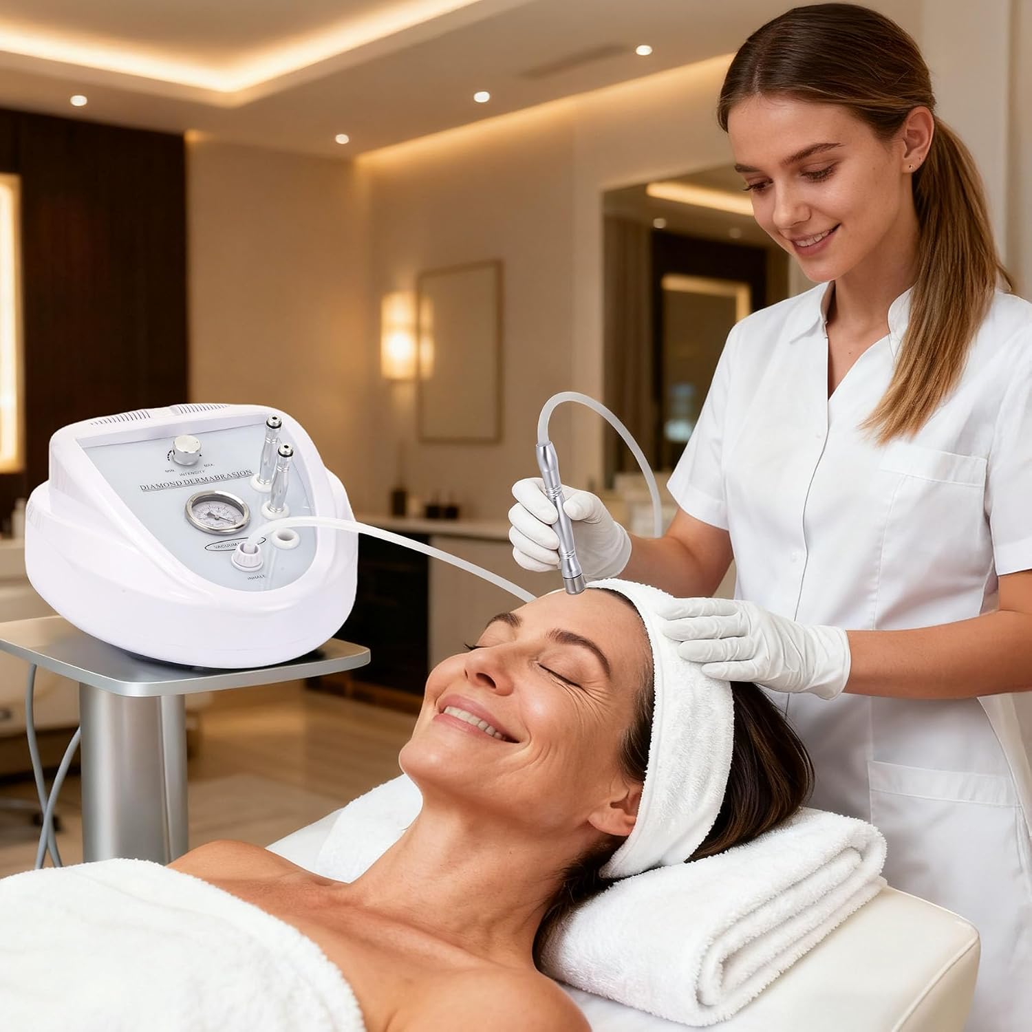 UNOISETION Diamond Microdermabrasion Machine Professional, Upgraded Adjustable 0-68cmHg Suction Power, Facial Dermabrasion for Exfoliation & Radiant Skin, Microdermabrasion Tool for Salon Skin Care