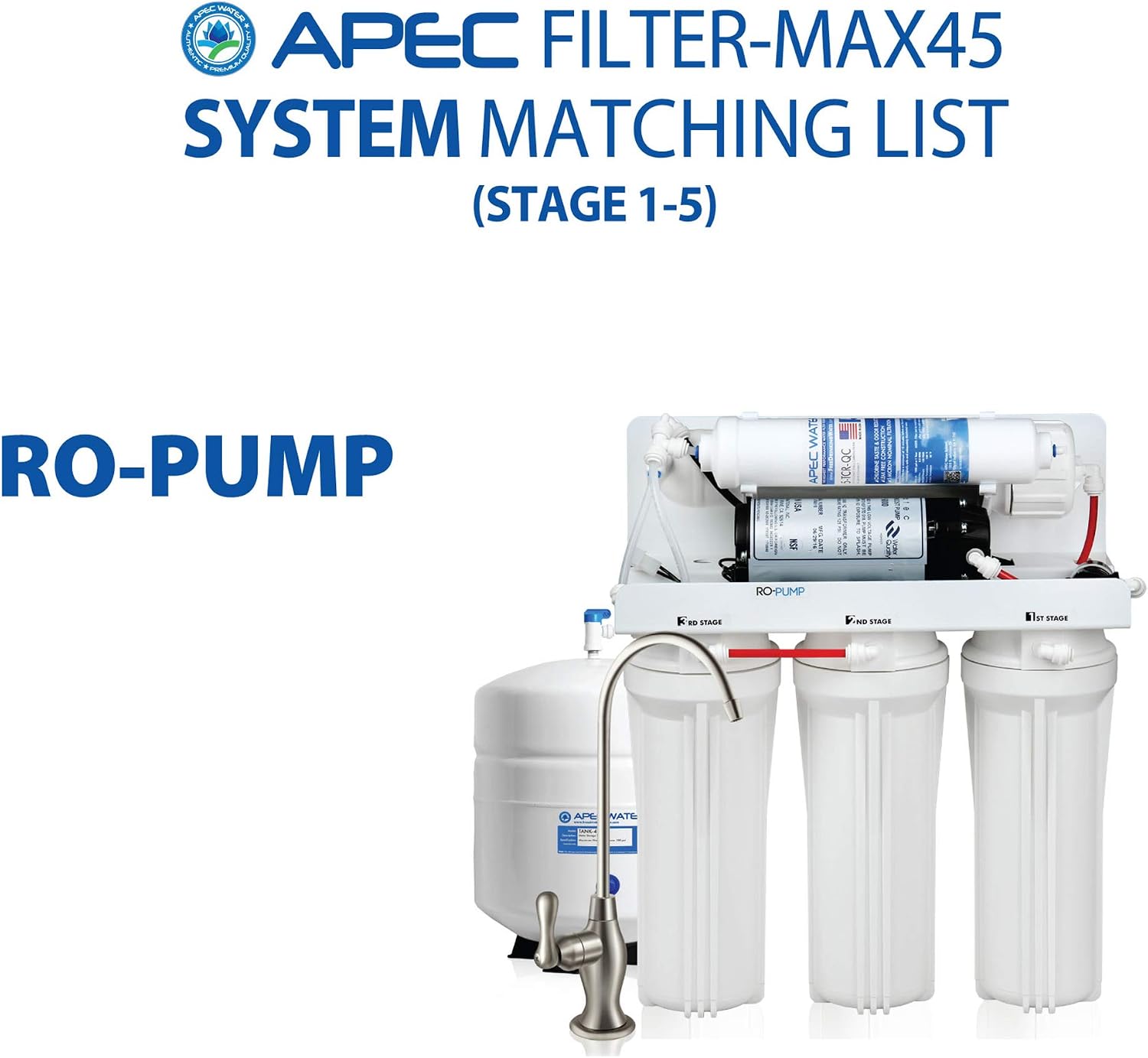 APEC Water Systems FILTER-MAX45 US Made 50 GPD Complete Replacement Set for Ultimate Series Reverse Osmosis Water Filter System Stage 1-5