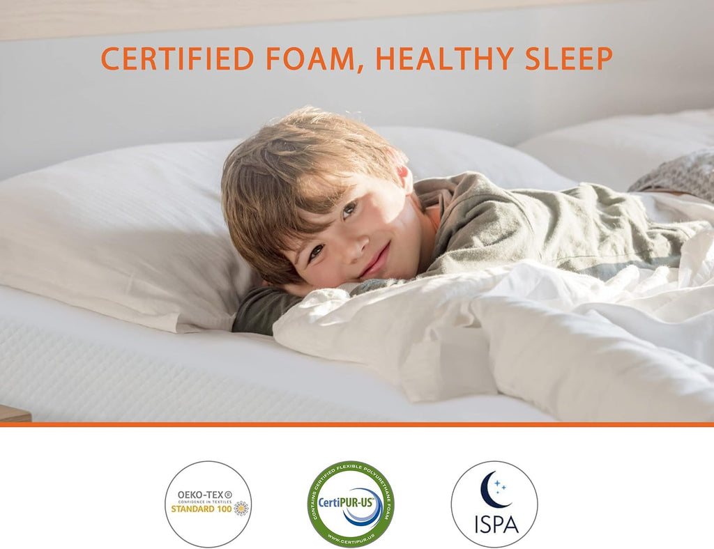MKDLUFEI 6 Inch Full Size Memory Foam Mattress, Medium Firm, White, Gel Top, Breathable, Pressure Relief