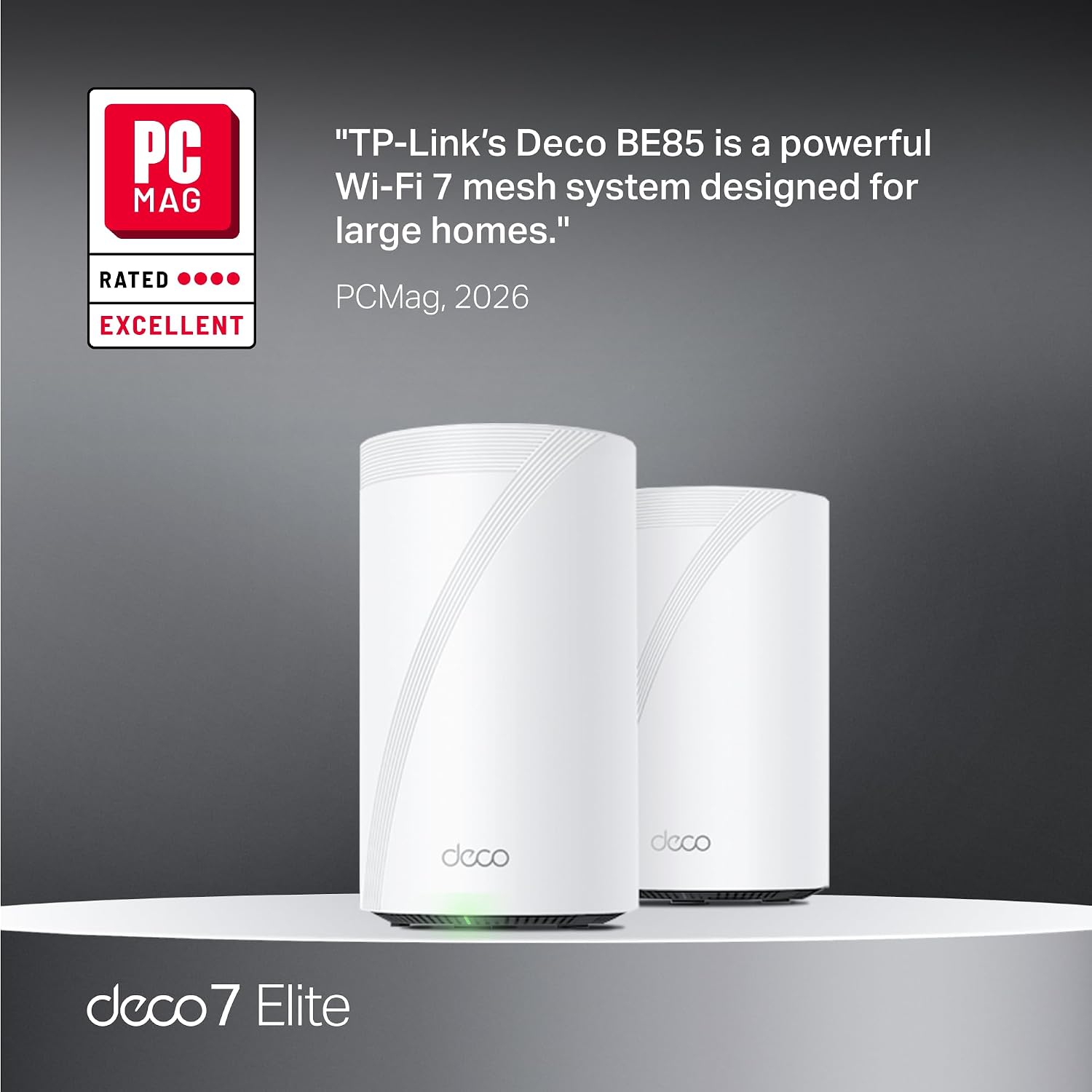 TP-Link Deco 7 Elite BE85 Tri-Band WiFi 7 BE22000 Whole Home Mesh System - 12-Stream 22 Gbps, 2X 10G + 2X 2.5G Ports, Wired Backhaul, 8X High-Gain Antennas, VPN, AI-Roaming, HomeShield (2-Pack)