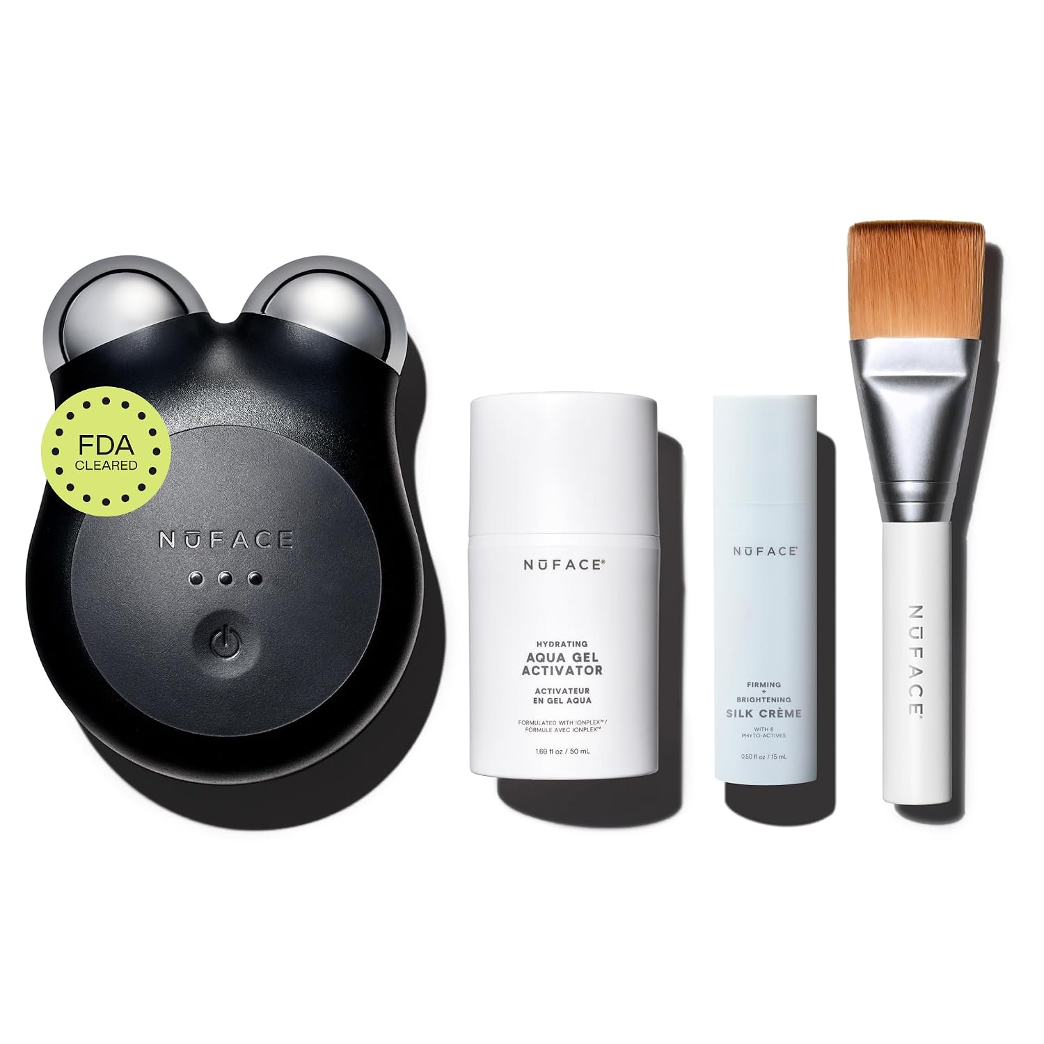 NUFACE MINI+ Facial Sculpting Tool - Microcurrent Face Massager Device for Skin Tightening, Contouring, Depuffing & Toning + Lymphatic Drainage & Activator Gel, Midnight Black