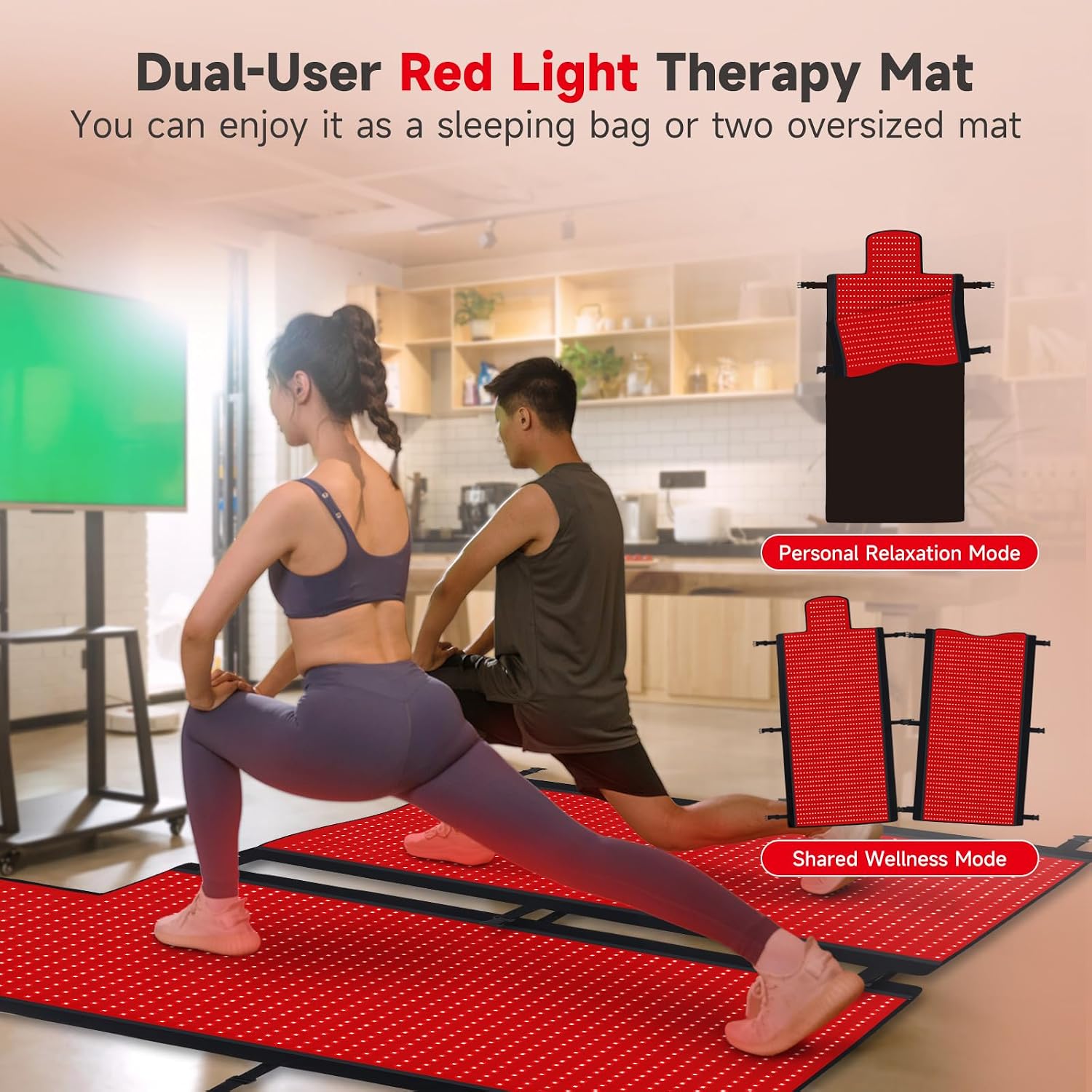 LITDUCK Body Red Light Therapy Mat, Eligible Red Light Therapy Blanket, 2in1 LEDs(660nm& 850nm), Premium Leather, Adjustable Timer & Intensity, 74.6' x 33.3' 2570 LEDs
