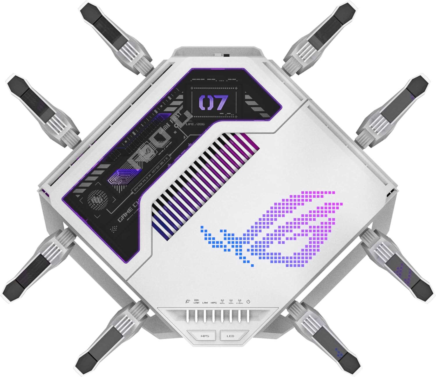 ASUS GT-BE19000AI Tri-Band WiFi 7 (802.11be) AI Gaming Router, 320MHz Bandwidth & 4096-QAM, MLO, Dual 10G Ports, AI Game Boost, Gaming Network, Aura RGB, AiMesh Support, Guest Network Pro