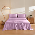 Twin XL Size 4-Piece Sheet Set Premium Mulberry Silk Bed Sheets Set Fits 14-16' Deep Pocket - Luxurious Soft Silk (Solid, Lavender)
