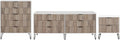 Manhattan Comfort Dumbo 3-Piece Modern Dresser Drawer and Nightstand Set, Tall and Double Low - Vertical Ribbed Design - No Tool Assembly Storage for Bedroom & Living Room, White/Grey
