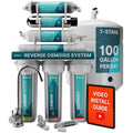NU Aqua 7-Stage (12 Step Filtration) UV & Alkaline Under Sink Reverse Osmosis Water Filter System - 100 GPD RO Filtration & Remineralization - 100GPD Undersink - Home Kitchen Drinking