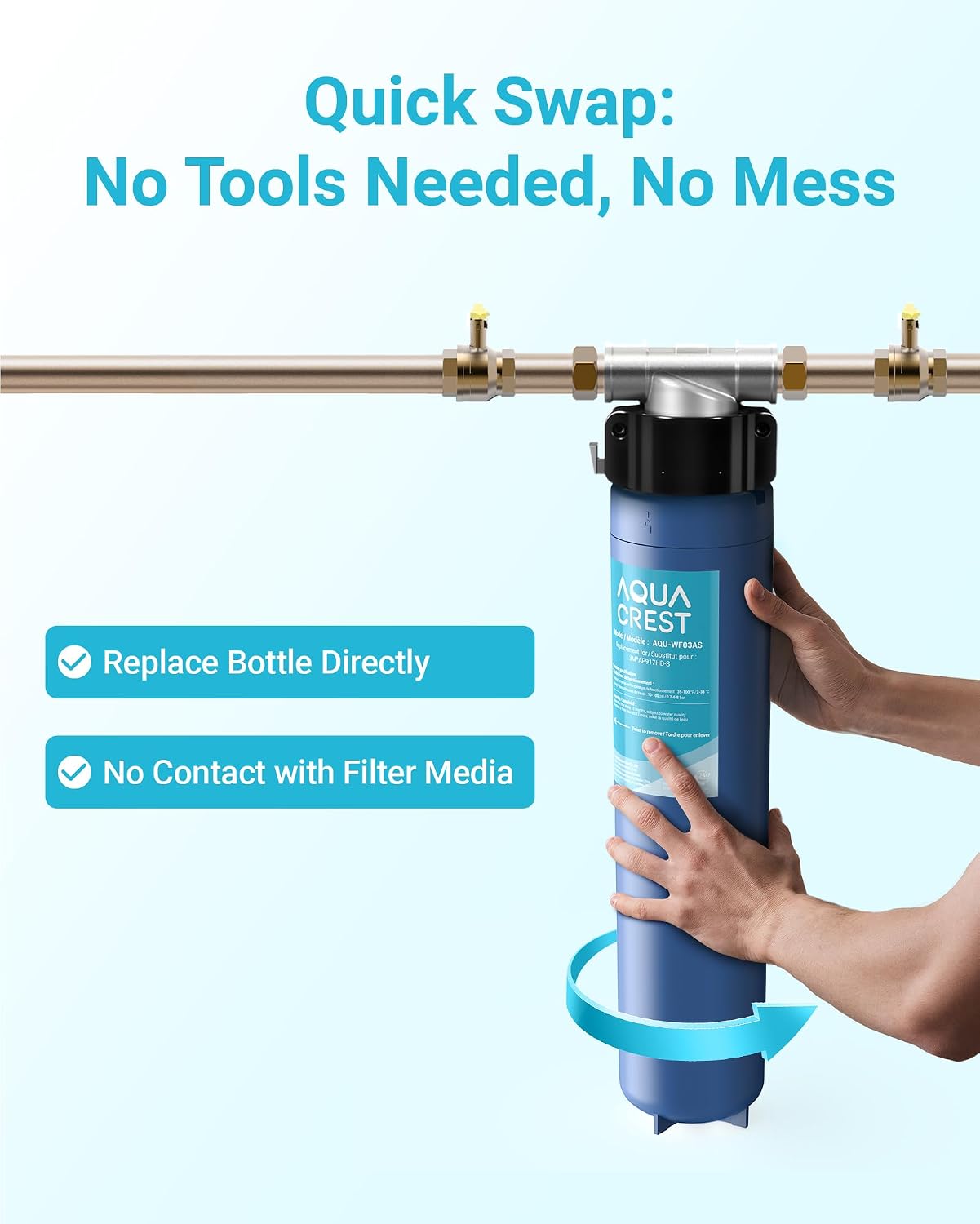 AQUA CREST AP917HD-S Water Filter, Replacement for Aqua-Pure® AP917HD-S, 3M® Aqua-Pure® AP904 System, Inhibits Scale, Reduces Chlorine Taste and Odor, 100000 Gallons