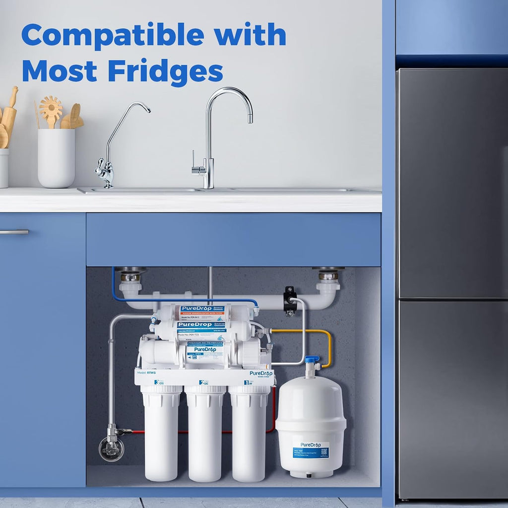 PureDrop RTW5AK SGS-Tested Reverse Osmosis Alkaline Water Filter System, 6 Stage pH+ Alkaline Remineralization Under Sink RO Water Filtration System Plus Extra 3 Filters, 50 GPD