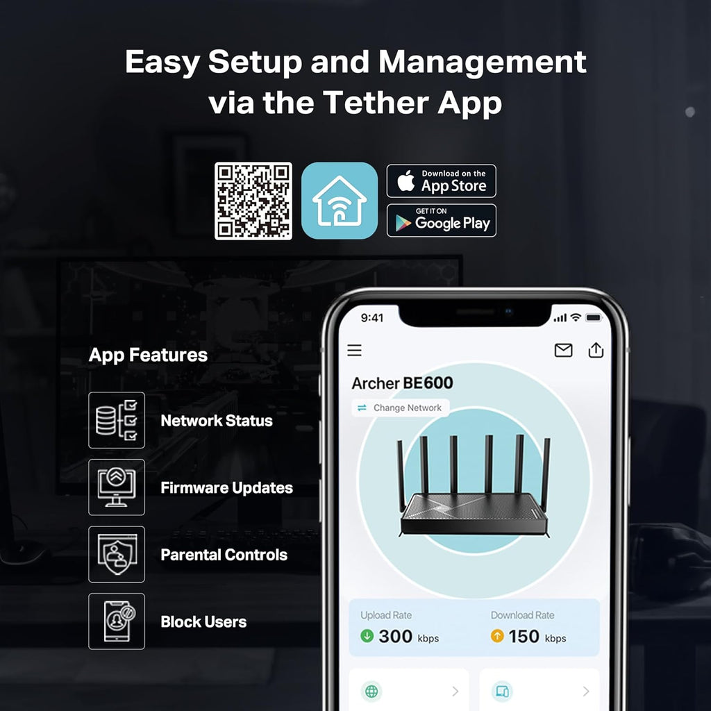 TP-Link Tri-Band BE9700 WiFi 7 Router (Archer BE600) – 10G Port, 2.5G Port, 3× 2.5G LAN, 320MHz Channel, Covers up to 2,600 sq. ft., 120 Devices, VPN, HomeShield Security