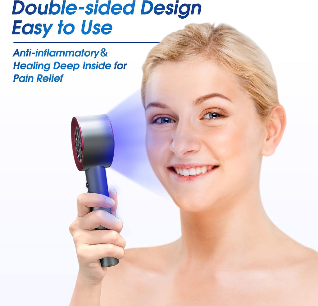 UTK Upgrade High Power 24 LED Red Light Therapy Device with 470/660/850/940nm Wavelength, Blue Red＆Near-Infrared Handheld Light Therapy, Relieve Body Pain Deeply, Facial Skin Care