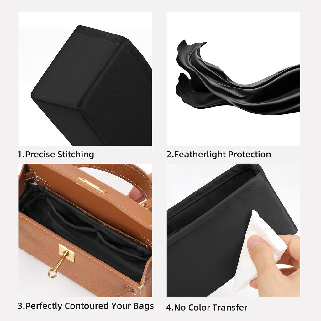 DGAZ Bag Organizer Insert For Kelly pochette/mini II /20/25/28/32/35/40 Bags, Silk Purse Organizer, Simplicity Handbag & Tote Organizer(Black,KL40)