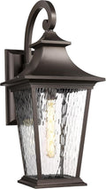 Emliviar 25.2' Outdoor Porch Light, Outside Wall Sconce Lamp for Front Yard, Rustic Exterior Lighting Waterproof in Oil Rubbed Bronze Finish, Water Ripple Glass, XE220B-SW ORB