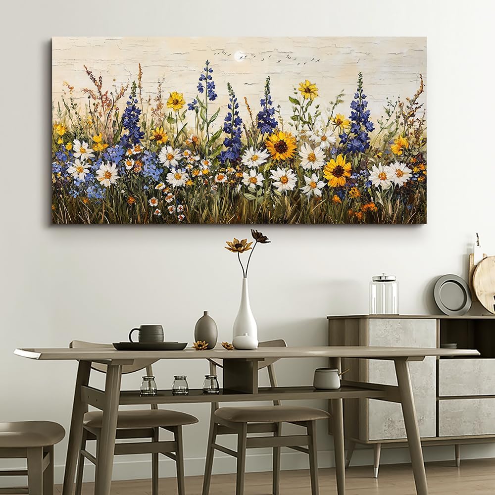 ERQINHUA Farmhouse Wall Decor For Living Room Large Canvas Wall Art For Bedroom Office Decorations Boho Wall Paintings Flowers Watercolour Pictures Printing Artwork Ready To Hang Home Decor 30'X60'
