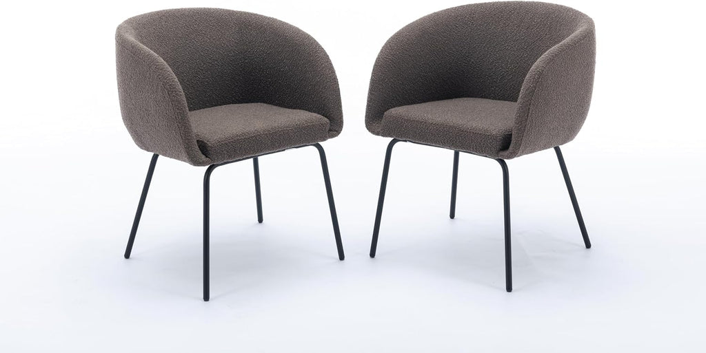 Luxury Velvet Swivel Dining Chairs Set of 2 Beige Chairs for Living Room or Bedroom Single Light Luxury Design Metal Legs Elegant Furniture for Home Décor (Brown + Black Legs Set of 2)