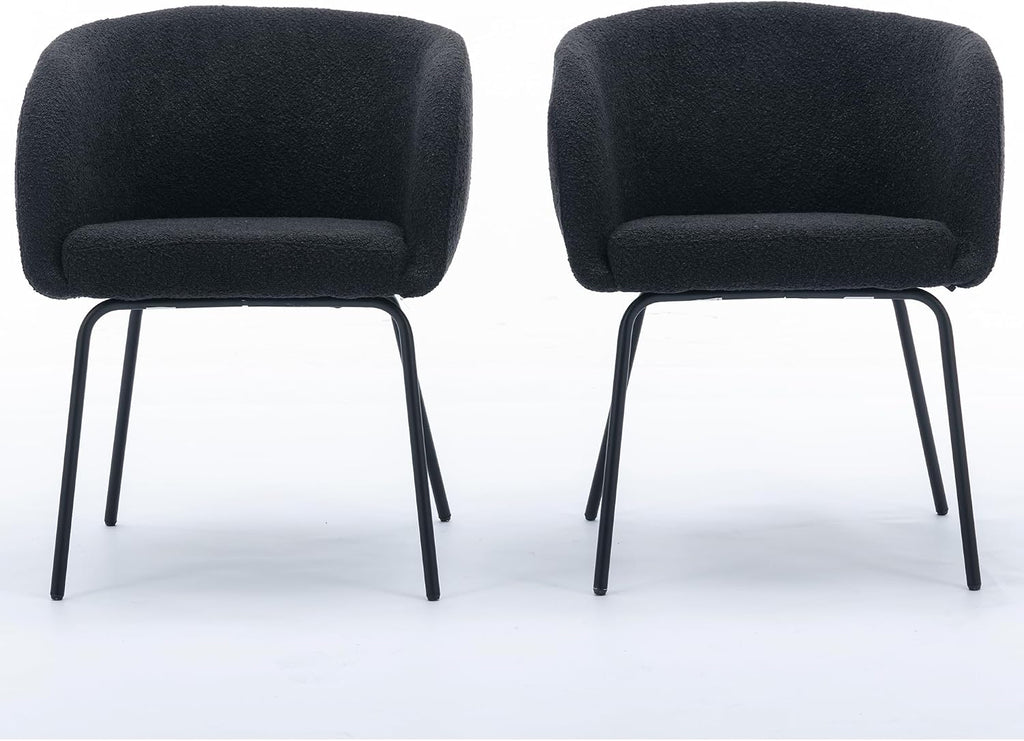 Luxury Velvet Dining Chairs with Swivel Function and Metal Legs Set of 2 (Grey + Black) Ideal for Living Room or Bedroom (Black+Black Legs Set of 2)