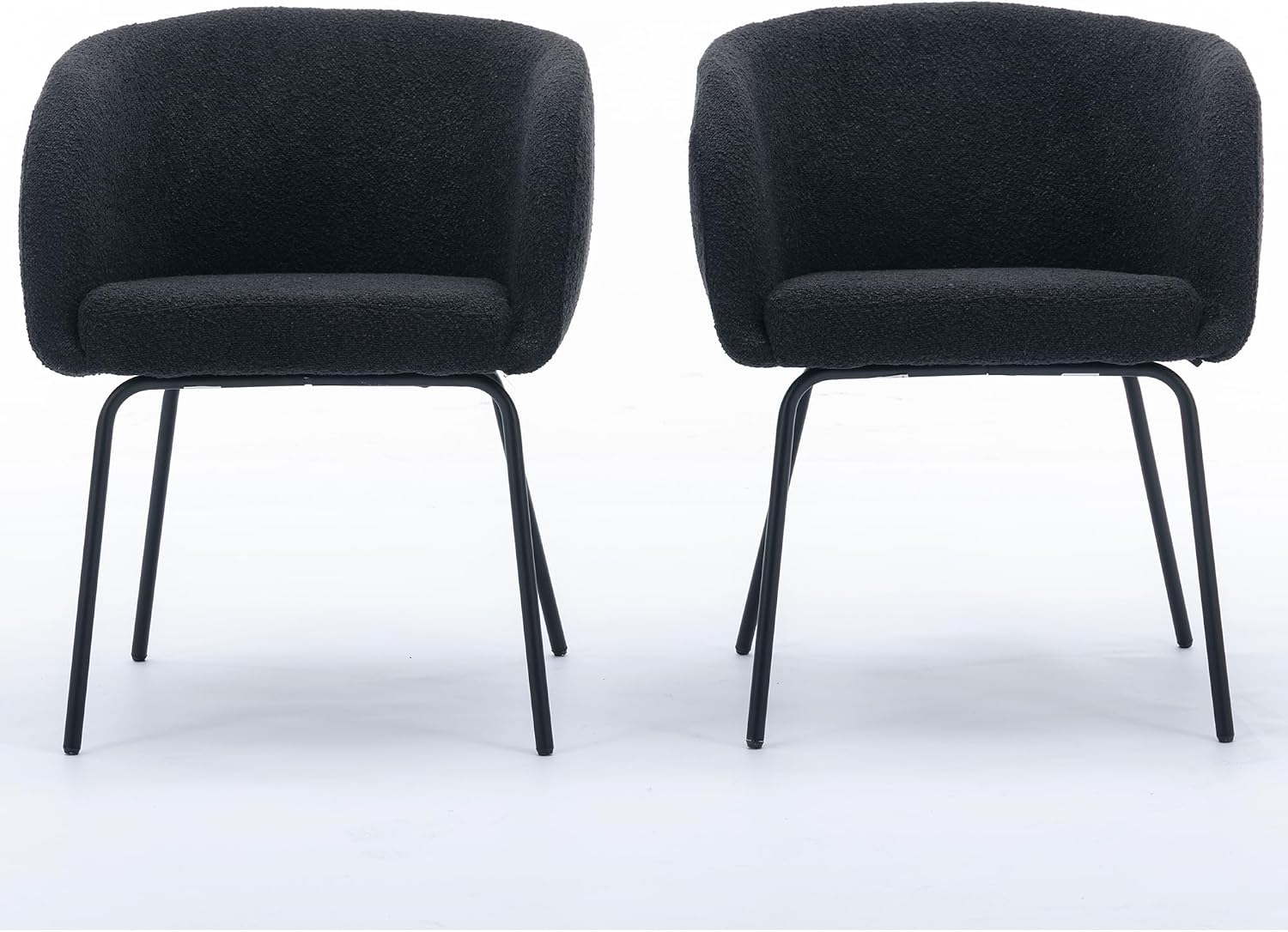 Luxury Velvet Dining Chairs with Swivel Function and Metal Legs Set of 2 (Grey + Black) Ideal for Living Room or Bedroom (Black+Black Legs Set of 2)