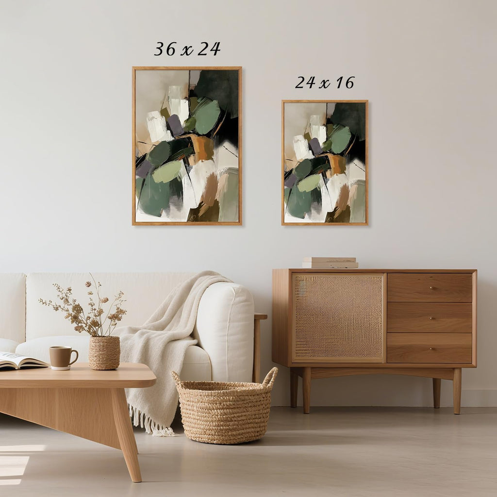 CHDITB Modern Abstract Framed Canvas Wall Art Set, Minimalist Wall Decor, Neutral Pastel Illustration Artwork Vintage Aesthetics Painting, Large 3 Piece Art Prints for Living Room, Bedroom 24'x36'x3
