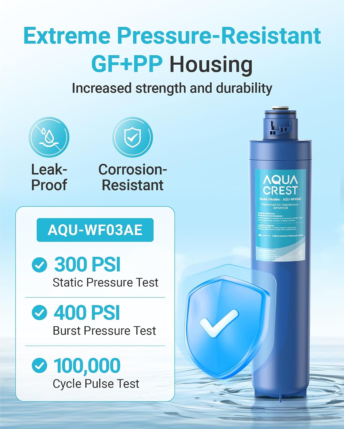 AQUA CREST AP910R Water Filter, Replacement for Aqua-Pure® AP910R, 3M® Aqua-Pure® AP902 System, 100000 Gallons, Reduces Sediment