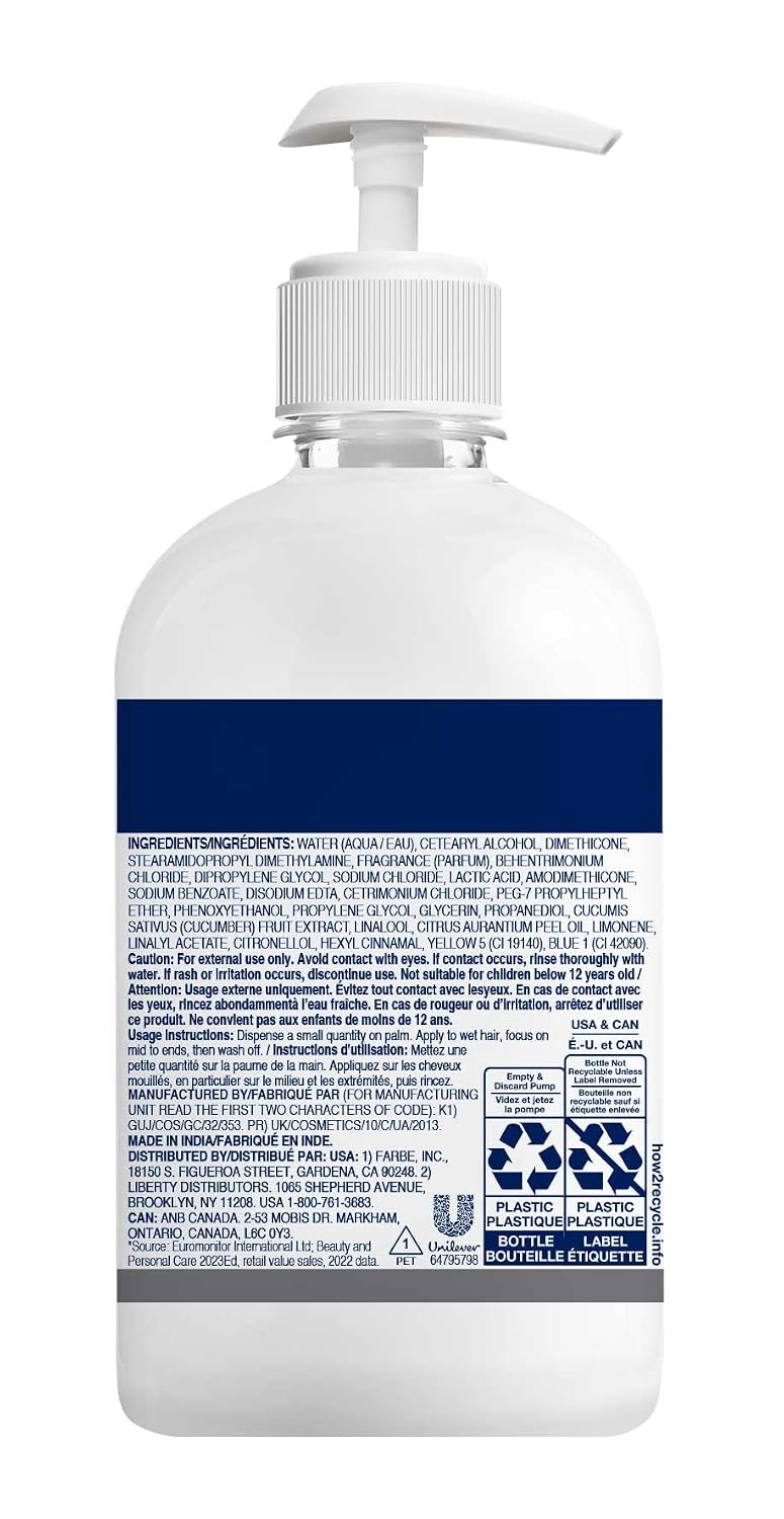 Dove Cucumber Conditioner 500ml (16.9 oz) with Pump Dispenser - Case of 24