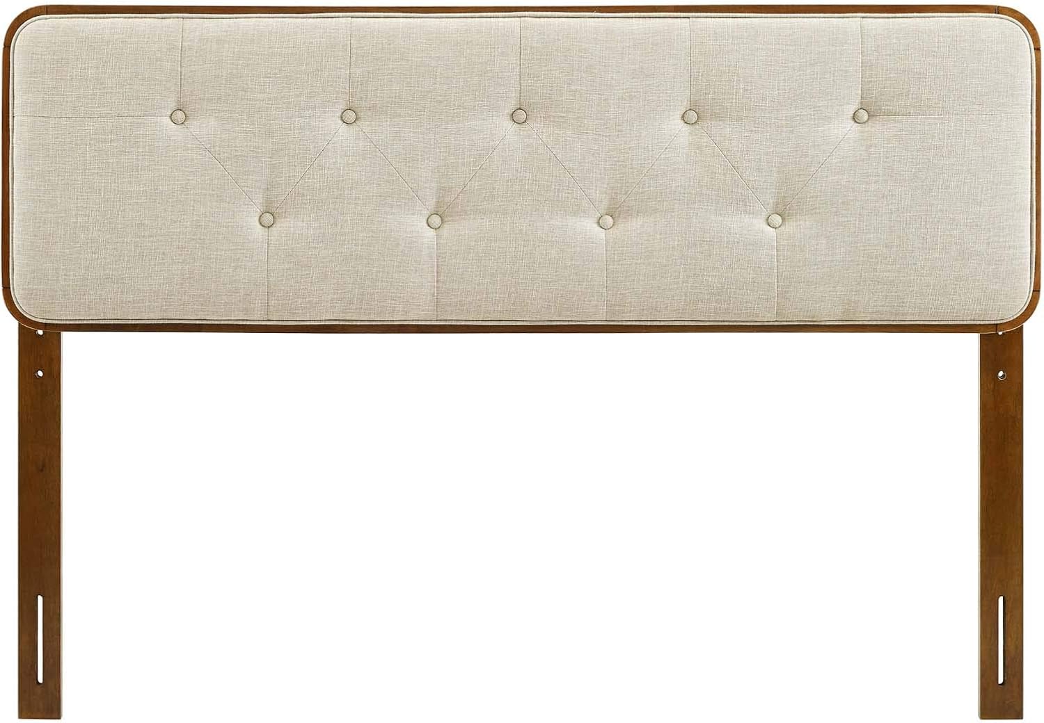 Modway MOD-6233-WAL-BEI Collins Tufted Full Fabric and Wood Headboard, Walnut Beige