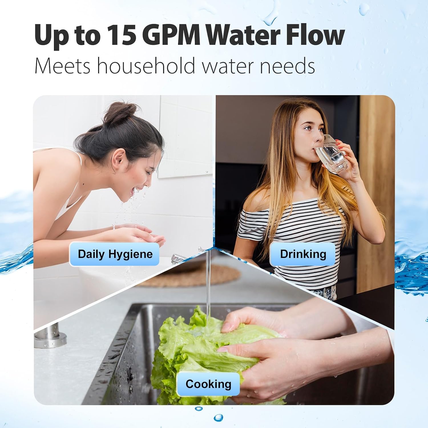 iSpring US21B High Capacity Under Sink Water Filter System with Upgraded Hoses, Removes PFAS, PFOA/PFOS, Chlorine, Iron, Lead, Odor and More, 15GPM Fast Flow