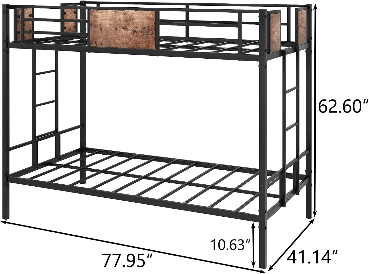 SECOLI 2024 Bedroom Furniture Twin Twin Size Bunk Bed Black