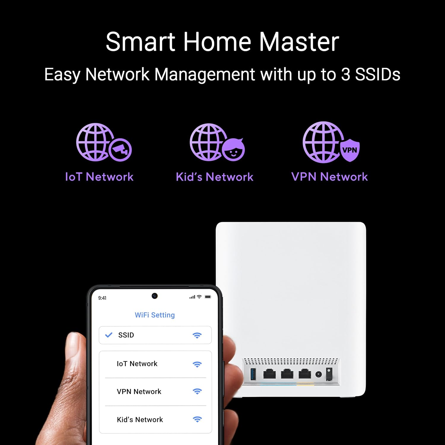 ASUS ZenWiFi BT10 Tri-Band WiFi 7 Mesh, 18 Gbps, 3000 sq.ft (1pk), Dual 10G Ports, Security and Parental Controls Included, Smart Home Master SSIDs, 4G & 5G Mobile Tethering