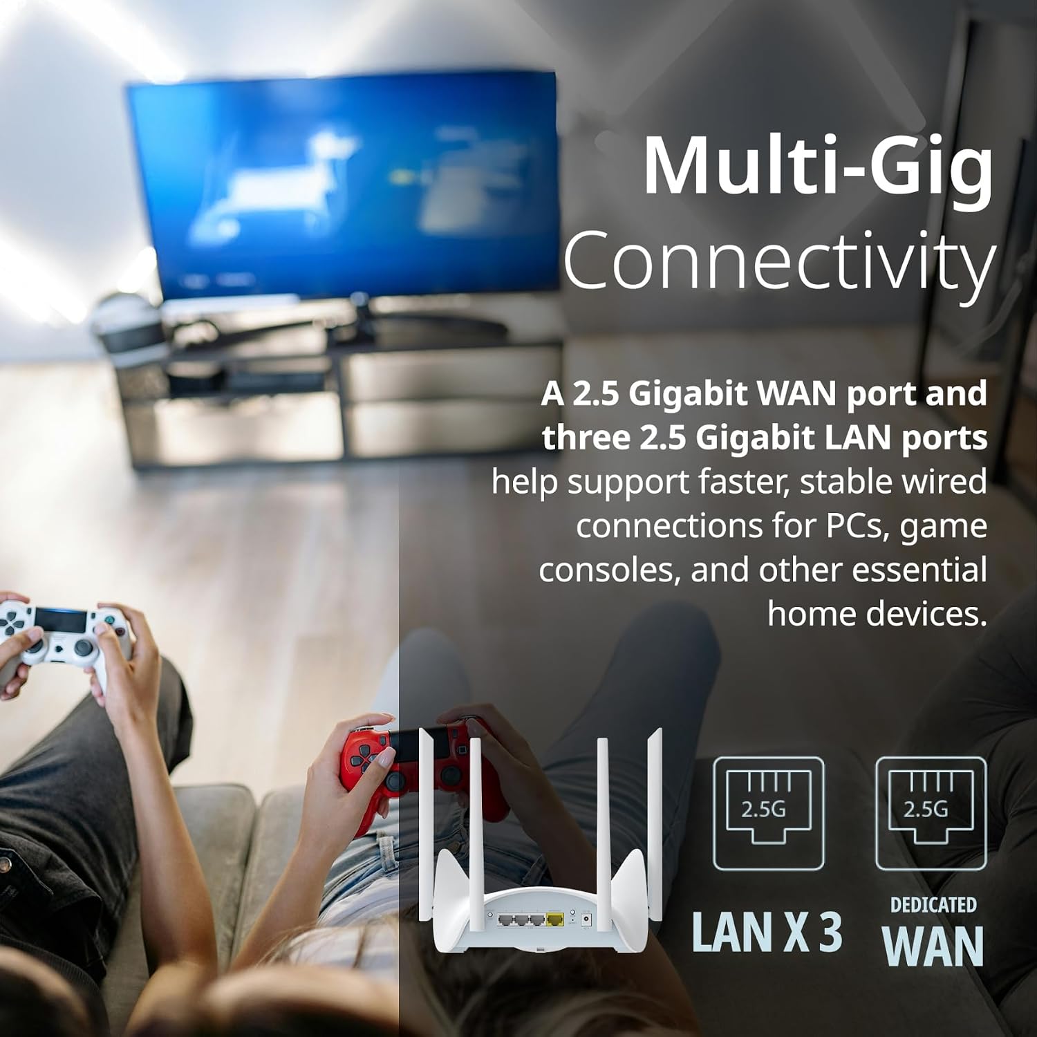 D-Link BE3600 Dual-Band Wi-Fi 7 Smart Router (R36) 4 x 2.5 GbE Multi-Gig Ports, Self-Optimizing AI, Mesh, Parental Controls, Enhanced Security, 4-Stream, Alexa/Google Ready, App Setup