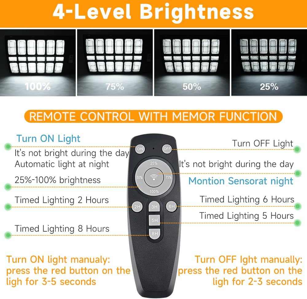 16000W Solar Street Lights Outdoor, 100000 Lumens Dusk to Dawn Motion Sensor Security Flood Light with Remote Control, Wireless, Waterproof, Perfect for Garden,Yard, Street, Parking lot
