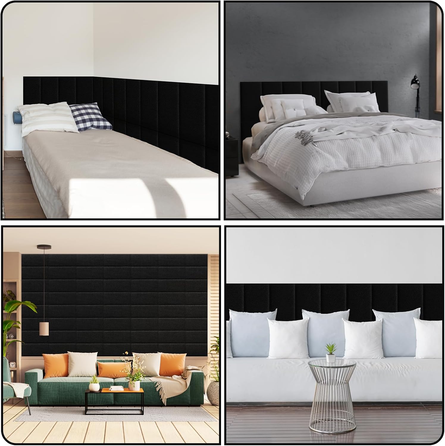 12 Piece Linen Fabric Peel and Stick Headboard, Upholstered Wall Mounted Headboard for Twin, 3D Anti-Collision Soundproof Self-Adhesive Wall Panel for Bedroom 23.62' x 9.84'