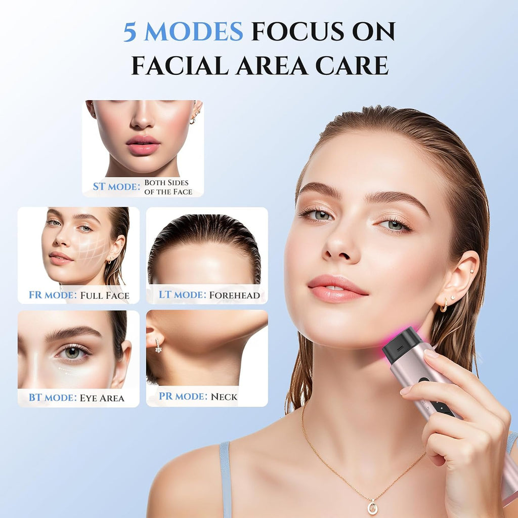 5-in-1 Mutifunctional Face Massager Tool - Skin Tightening & Lifting Device - 5 Color Face Light Therapy Device - Professional Skin Care Beauty Devices for Face, Neck, and Eyes