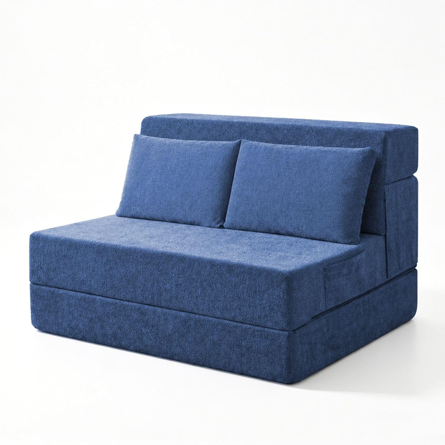 Folding Sofa Bed, Convertible Sleeper Chair with Pillow, Loveseat Fold Out Chair Bed, Memory Foam Floor Couch Mattress, Foldable Futon Couch Lounge for Living Room Guest (Blue, Twin XL)