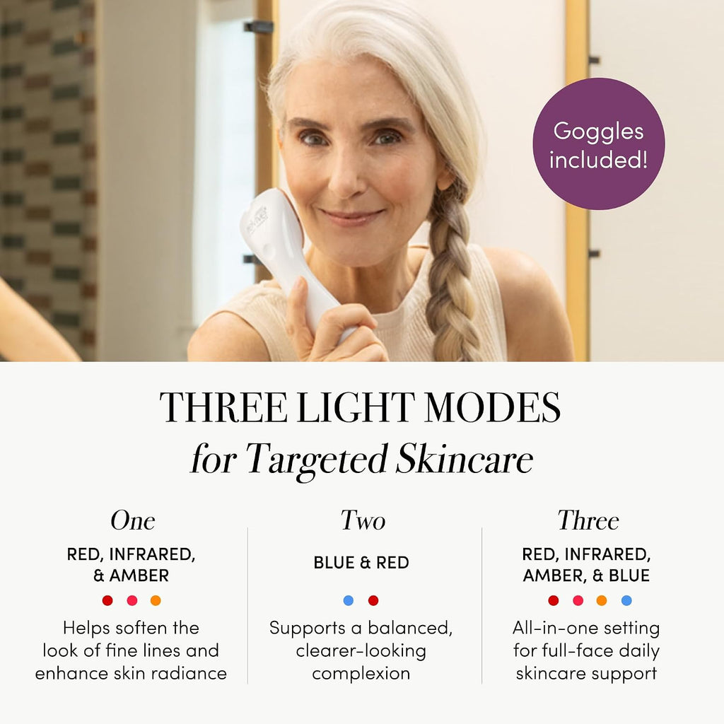 reVive Light Therapy Lux Collection Clinical Device for Aging and Acne, Red, Infrared & Blue Light Therapy Products for Wrinkles, Fine Lines, and Breakouts, Triangular Head, At-Home Acne Tools