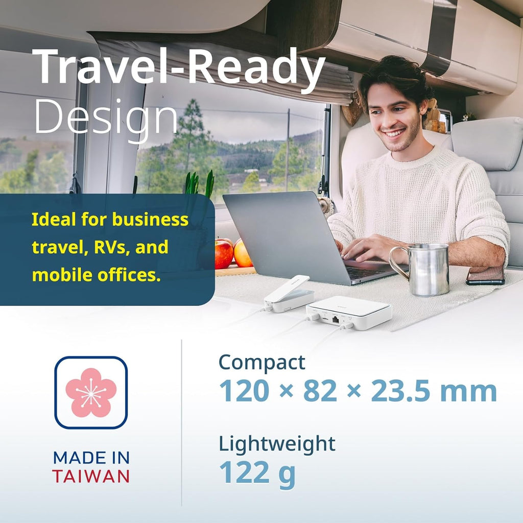 D-Link AX3000 Wi-Fi 6 Portable VPN Travel Router (DBR-330), Multi-WAN, Business-Grade Security, VPN, SPI Firewall, File Sharing, Compact WiFi Hotspot for Public WiFi Sharing, Remote Work, RV, Hotel