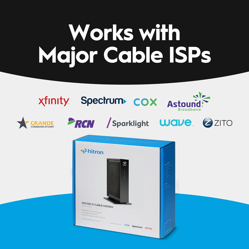 Hitron CODA56 Cable Internet Modem ONLY - DOCSIS 3.1 | 2.5 Gbps | NO WiFi - Requires Router | Xfinity/Spectrum/Cox Compatible | NOT for Fiber/DSL