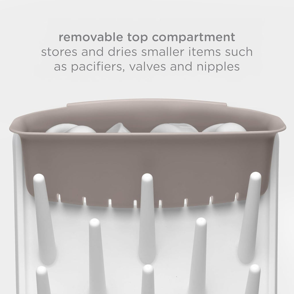 Ubbi Vertical Baby Bottle Drying Rack, Space Saving Countertop Drying Rack Baby Accessory, Taupe (Pack of 6)