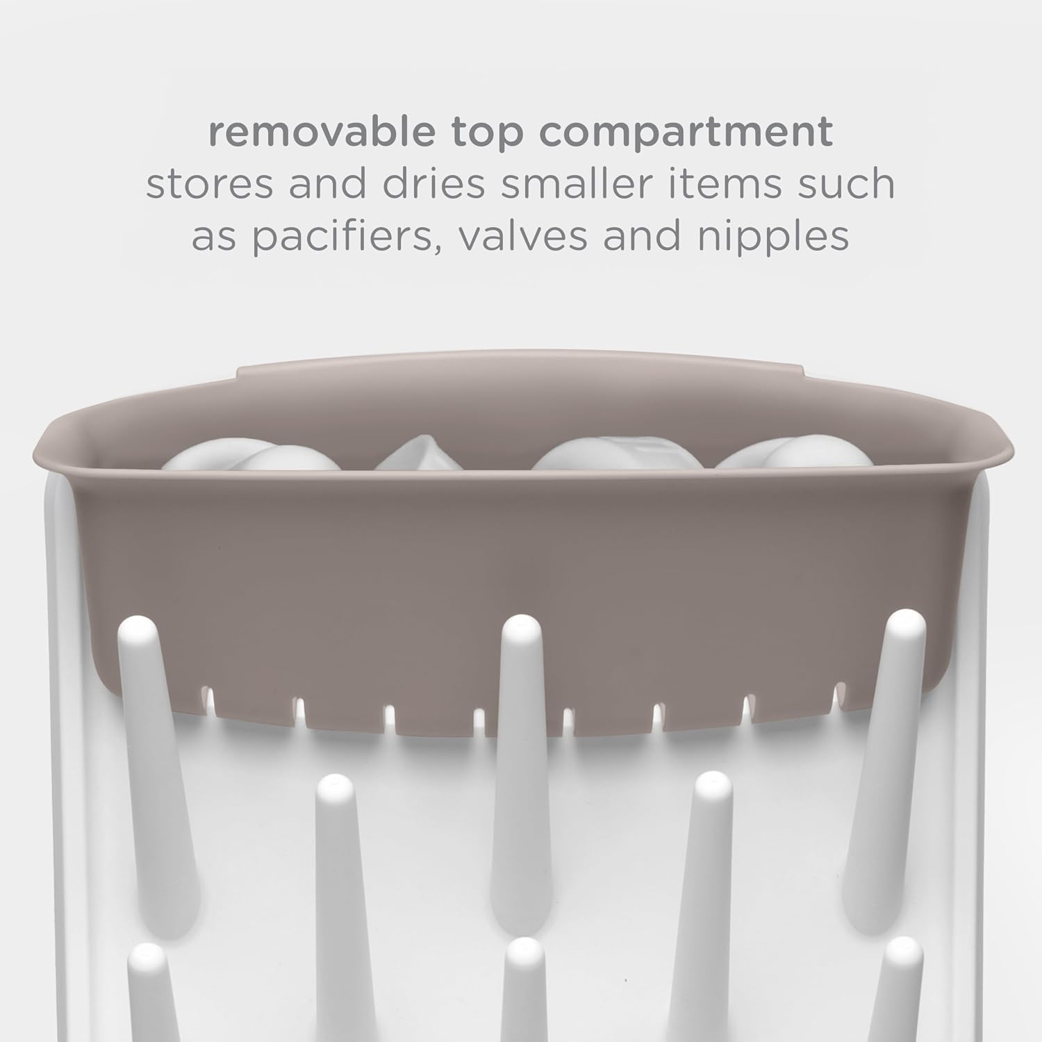 Ubbi Vertical Baby Bottle Drying Rack, Space Saving Countertop Drying Rack Baby Accessory, Taupe (Pack of 6)
